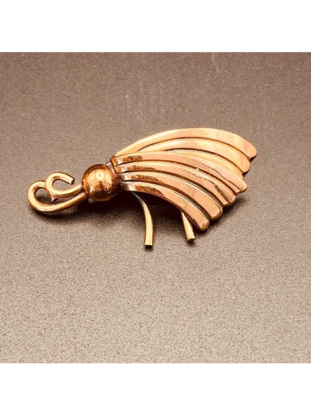 Vintage Insect Brooch Copper Tone Metal Art Deco Style